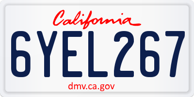 CA license plate 6YEL267