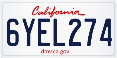 CA license plate 6YEL274