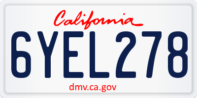 CA license plate 6YEL278