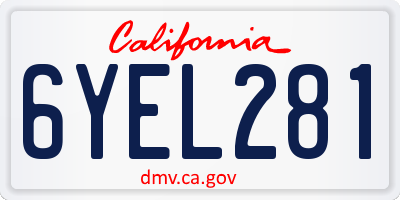 CA license plate 6YEL281