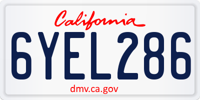 CA license plate 6YEL286