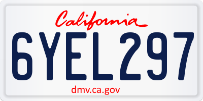 CA license plate 6YEL297