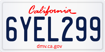 CA license plate 6YEL299