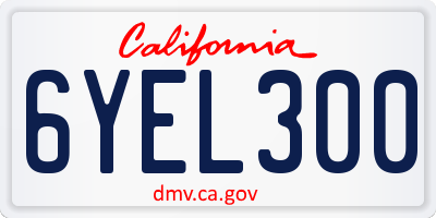 CA license plate 6YEL300