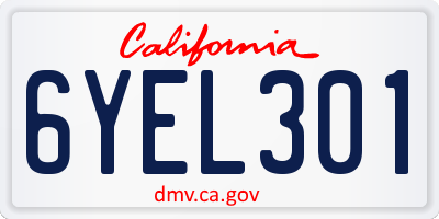 CA license plate 6YEL301