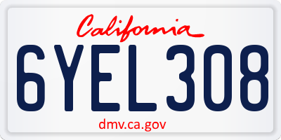 CA license plate 6YEL308