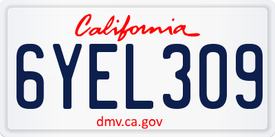 CA license plate 6YEL309
