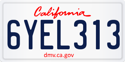 CA license plate 6YEL313