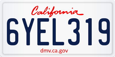 CA license plate 6YEL319