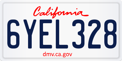 CA license plate 6YEL328