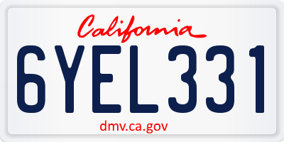 CA license plate 6YEL331