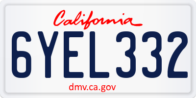 CA license plate 6YEL332