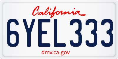 CA license plate 6YEL333