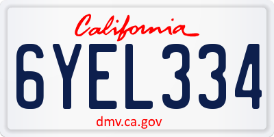 CA license plate 6YEL334