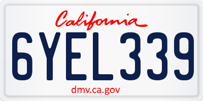 CA license plate 6YEL339