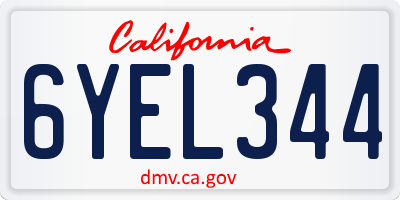 CA license plate 6YEL344