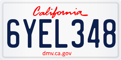 CA license plate 6YEL348