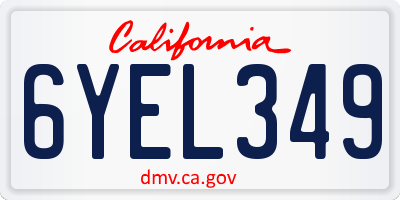 CA license plate 6YEL349