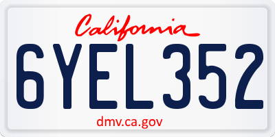 CA license plate 6YEL352