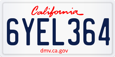 CA license plate 6YEL364
