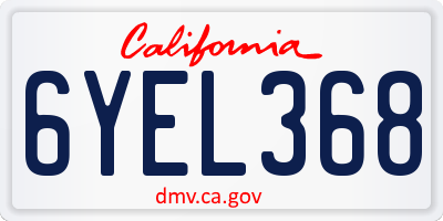 CA license plate 6YEL368