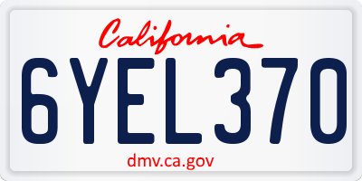 CA license plate 6YEL370