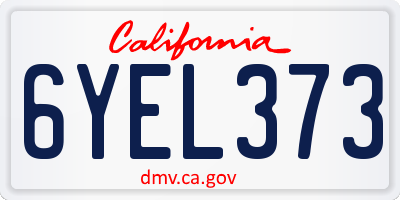 CA license plate 6YEL373