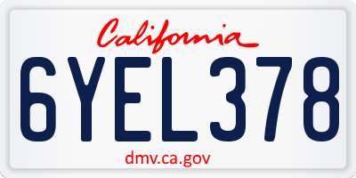 CA license plate 6YEL378