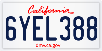 CA license plate 6YEL388