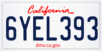 CA license plate 6YEL393