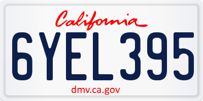 CA license plate 6YEL395