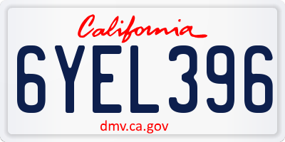CA license plate 6YEL396