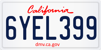 CA license plate 6YEL399