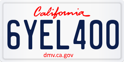 CA license plate 6YEL400