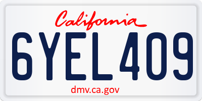 CA license plate 6YEL409