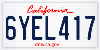 CA license plate 6YEL417