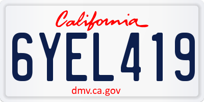 CA license plate 6YEL419