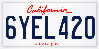 CA license plate 6YEL420