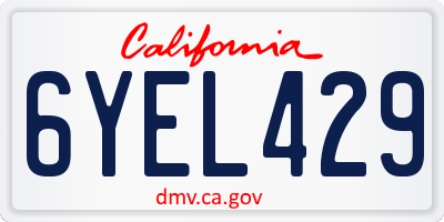 CA license plate 6YEL429