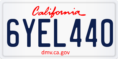 CA license plate 6YEL440