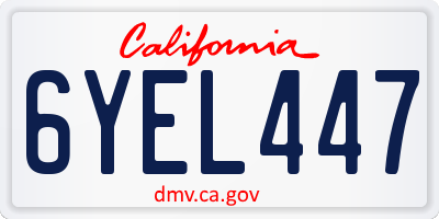 CA license plate 6YEL447