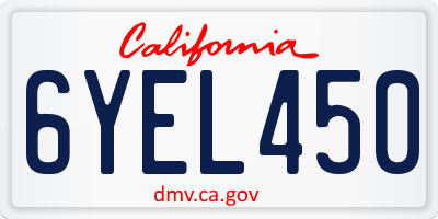 CA license plate 6YEL450