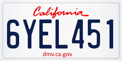 CA license plate 6YEL451