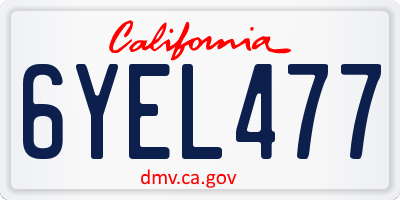 CA license plate 6YEL477