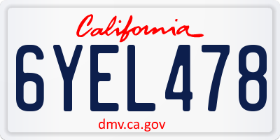 CA license plate 6YEL478