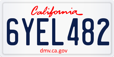 CA license plate 6YEL482