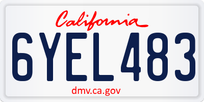 CA license plate 6YEL483