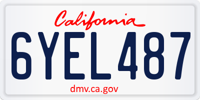 CA license plate 6YEL487