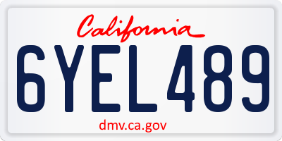 CA license plate 6YEL489