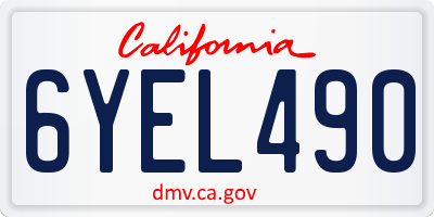 CA license plate 6YEL490